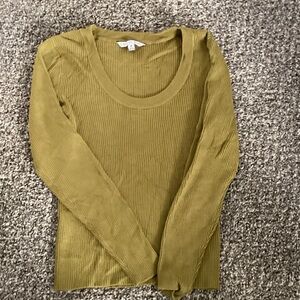 Olive Ribbed Crew Neck Sweater